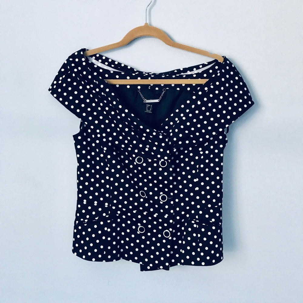 VINTAGE 90’s Off Shoulder Polka Dot Blazer